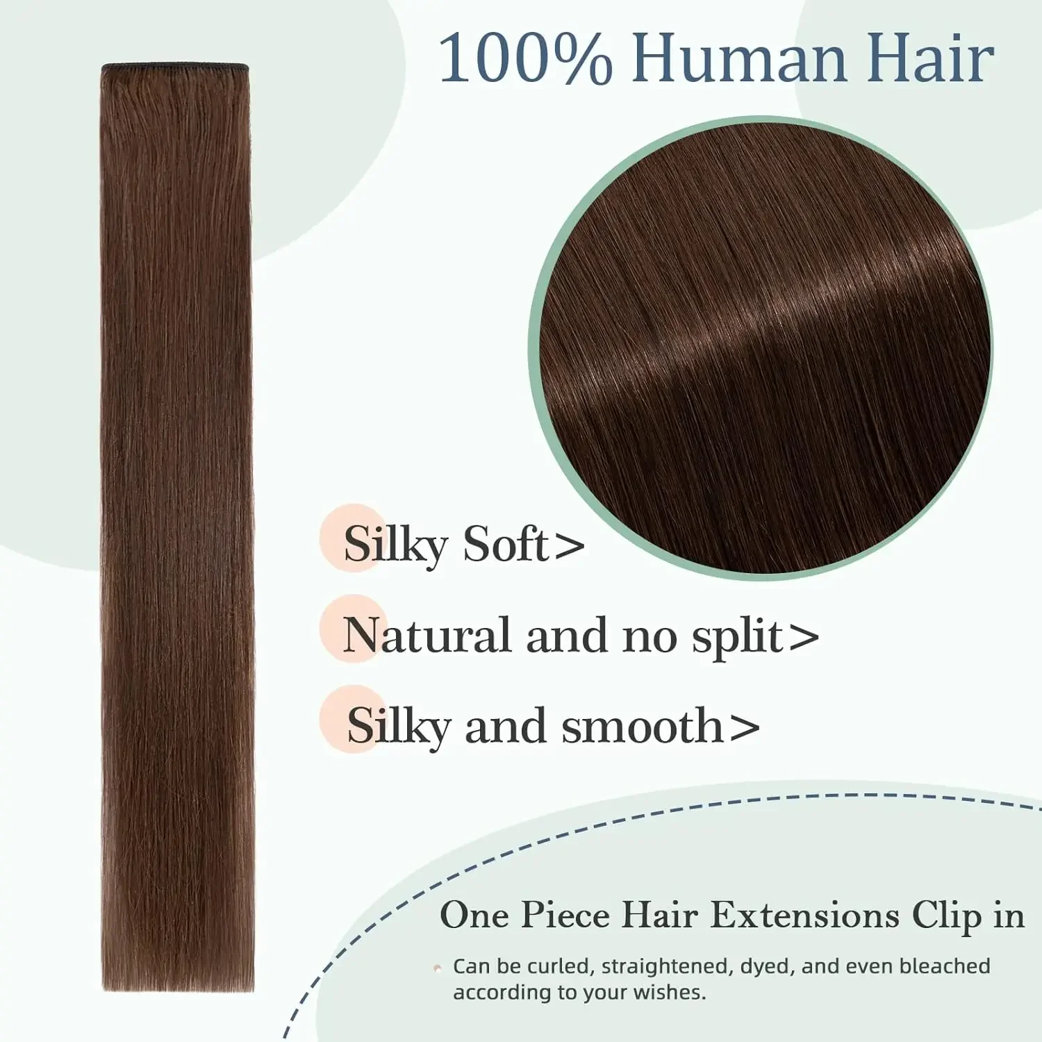 Clip In Hair Extensions Human Hair 3/4 Full Head Thick Natural #8_voghion.com