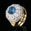 open size Blue pointed crystal ring