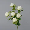 6 heads round rose single stem, creamy white