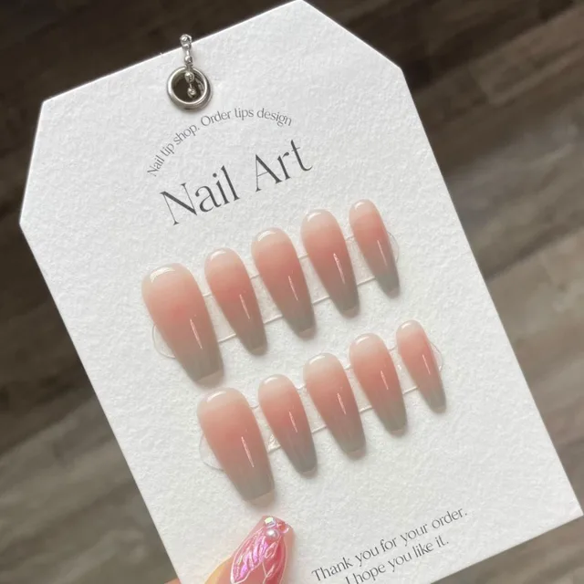 [ Handmade Nails ]  Spring and Summer Nude Light Green Gradient Beauty Fake Nails