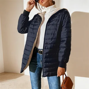 Wholesale New Fashion Winter Winter Coat Women's Casual Quilted Hooded Thin Fleece Jackets Slim Fit Lightweight for Women