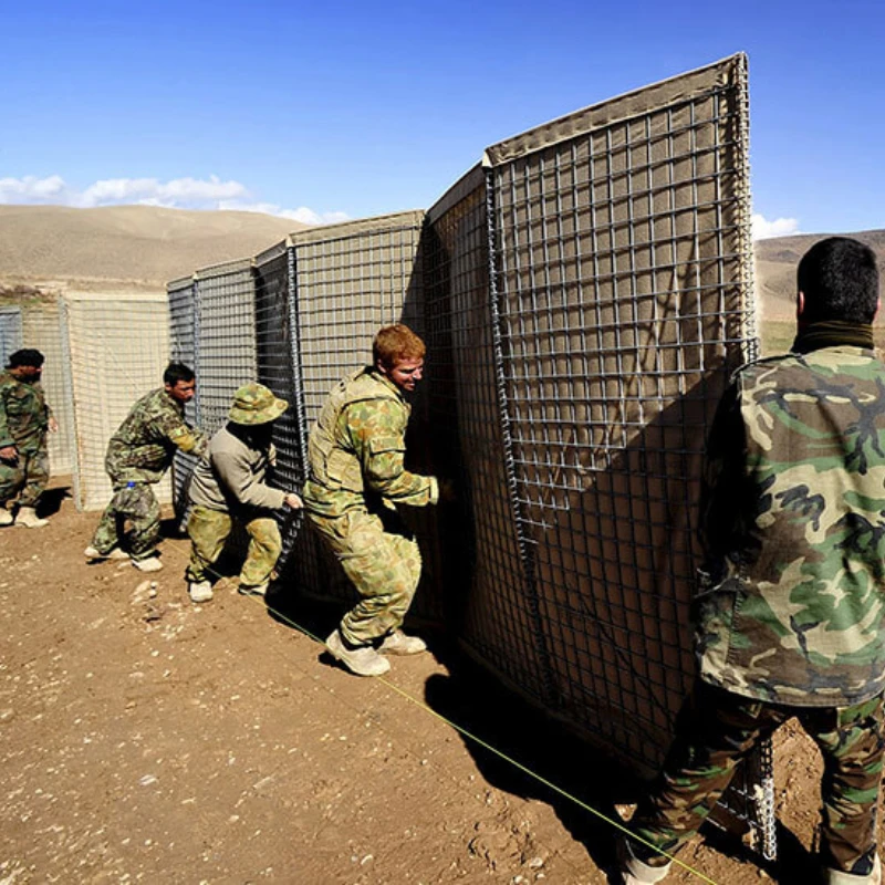 Folding defensive barrier filled with sand blast barrier wall for protection