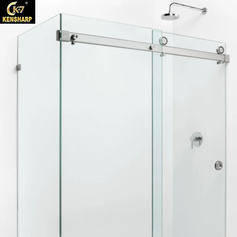 Kensharp Square Guide Rail Track Assembly Accessories Sliding Glass Shower Door Hot Satin Polish Black Heavy Runner Wheels Track