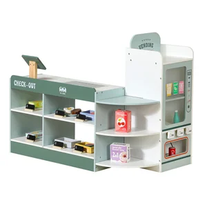 Best-Selling Grocery Store Wooden Supermarket Play Set Cash Register Vending Machine Educational Learning Toys for Boys Girls