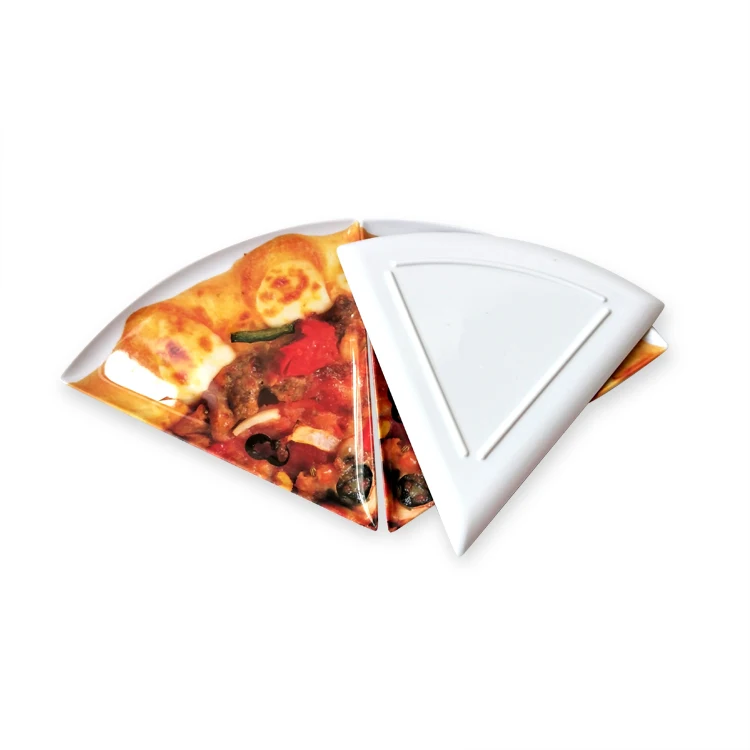Custom Triangle Shaped 100% Melamine Pizza Dinner Plate Party Tents for Events Outdoor Pizza Serving Plate