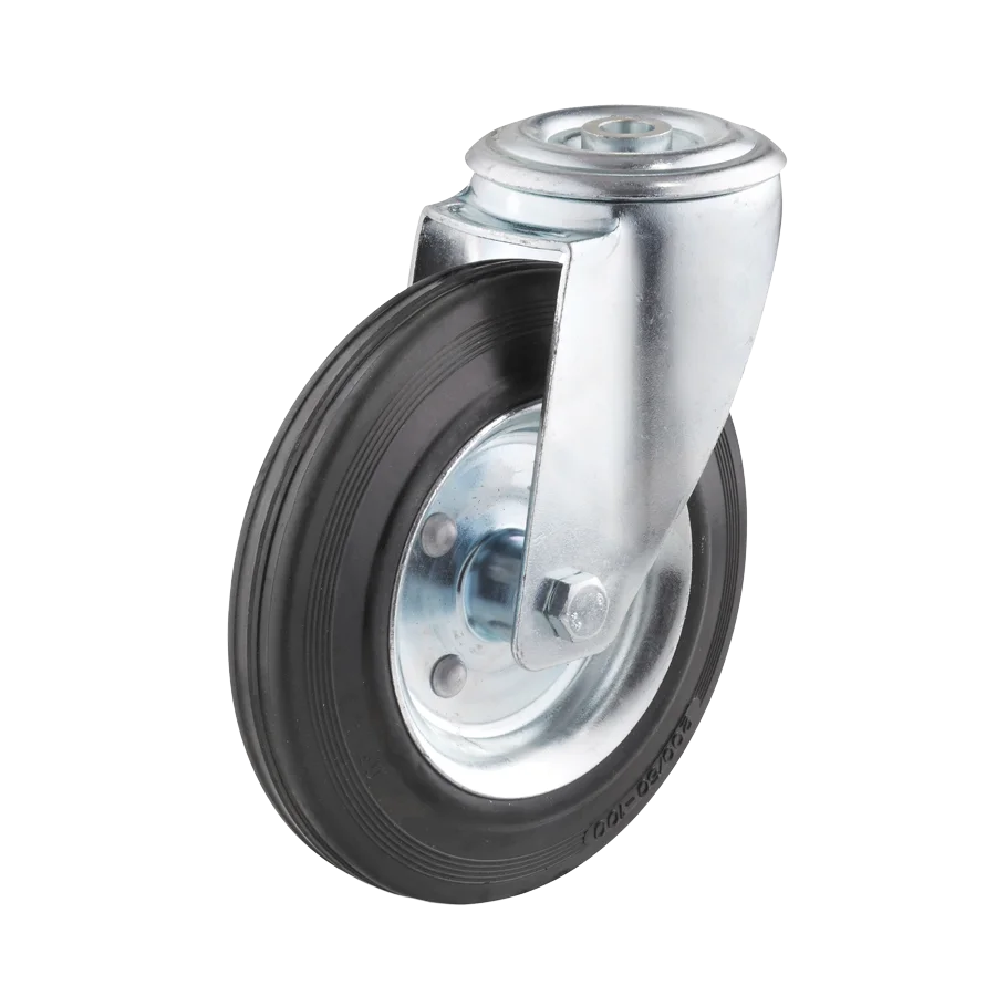 200 mm Swivel Caster Steel Sheet Wheel Body with Solid Rubber Tread for ...