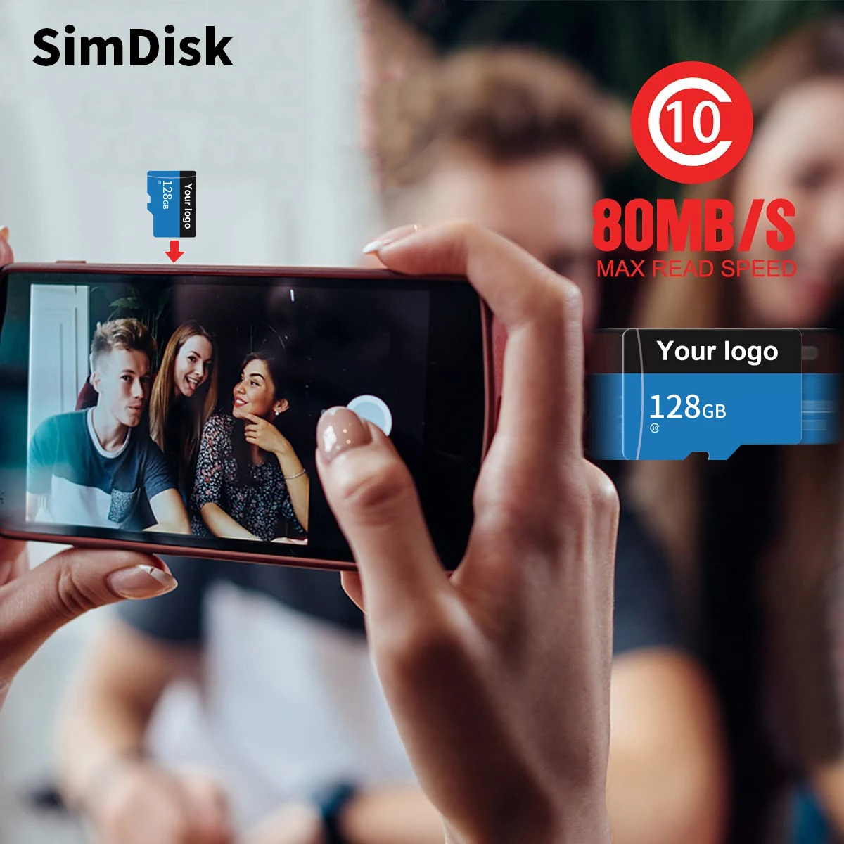 KISSIN Smart Phone Memory Card Camera Micro TF SD Storage Card OEM Logo 4GB 8GB 16GB Full Capacity 32GB 64GB 128GB 256GB 512GB
