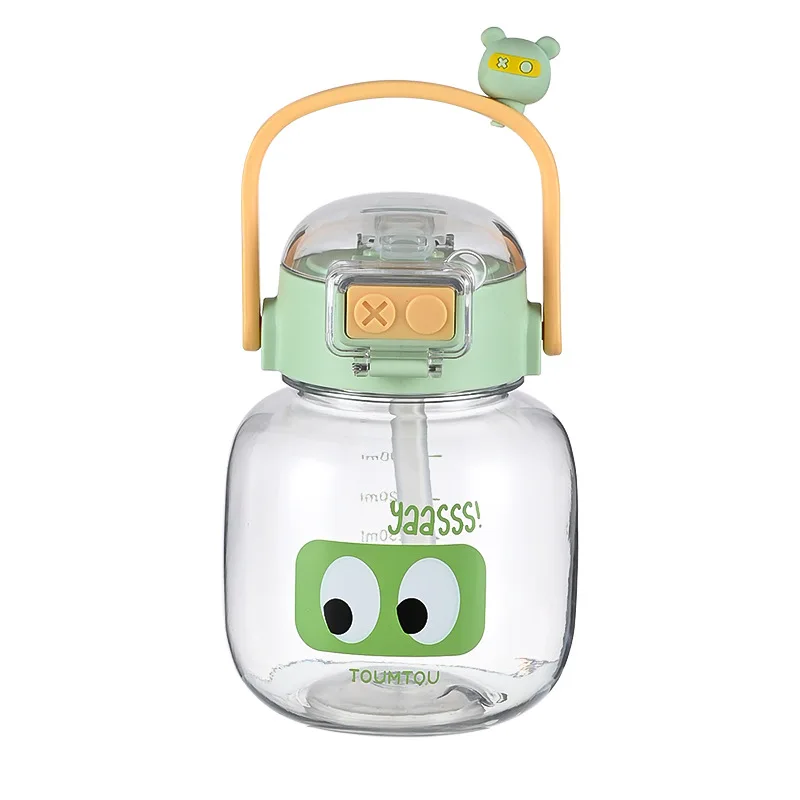 High-Appearance PC Water Bottle Cartoon Dual-Use Kettle Boys & Girls Cute Portable Large-Capacity Straw Cup Kids