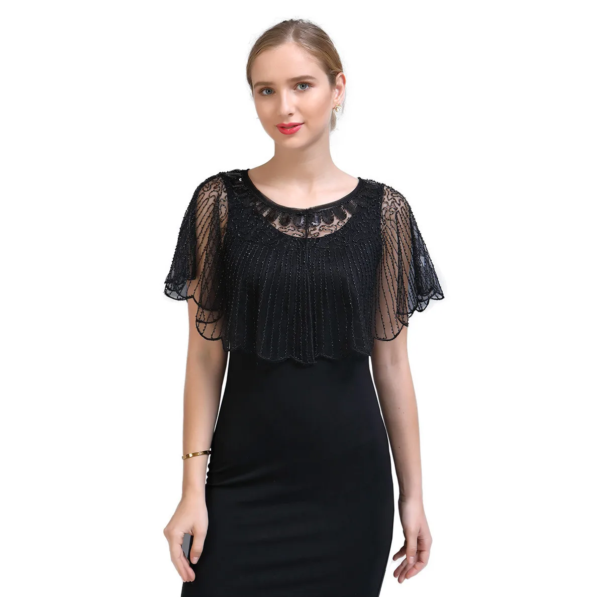 Wholesale Elegant Embroidery Cover up Sequin Evening Dress Shawls for Women  Wedding Wear Accessory
