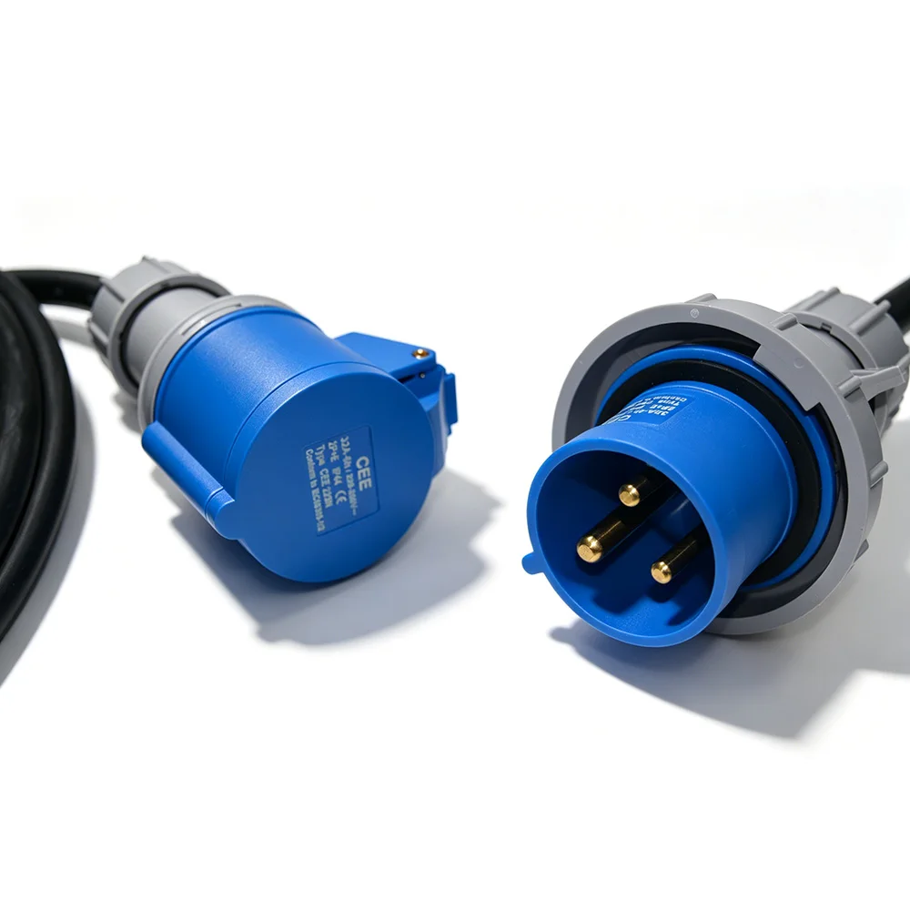 CEE 32A 3Pin Female Socket Power Cord H07RN-F Neoprene 3*6mm² Cable with Ring Terminal or Open End
