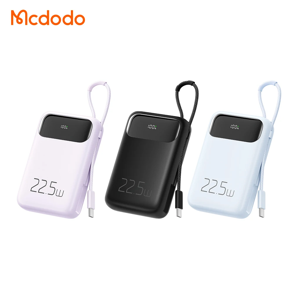 Quick Charge Power Bank With Type-C Fast Charge Cable Support VOOC SCP AFC QC 22.5W 20W PD USB-C PowerBank 10000mAh for Android