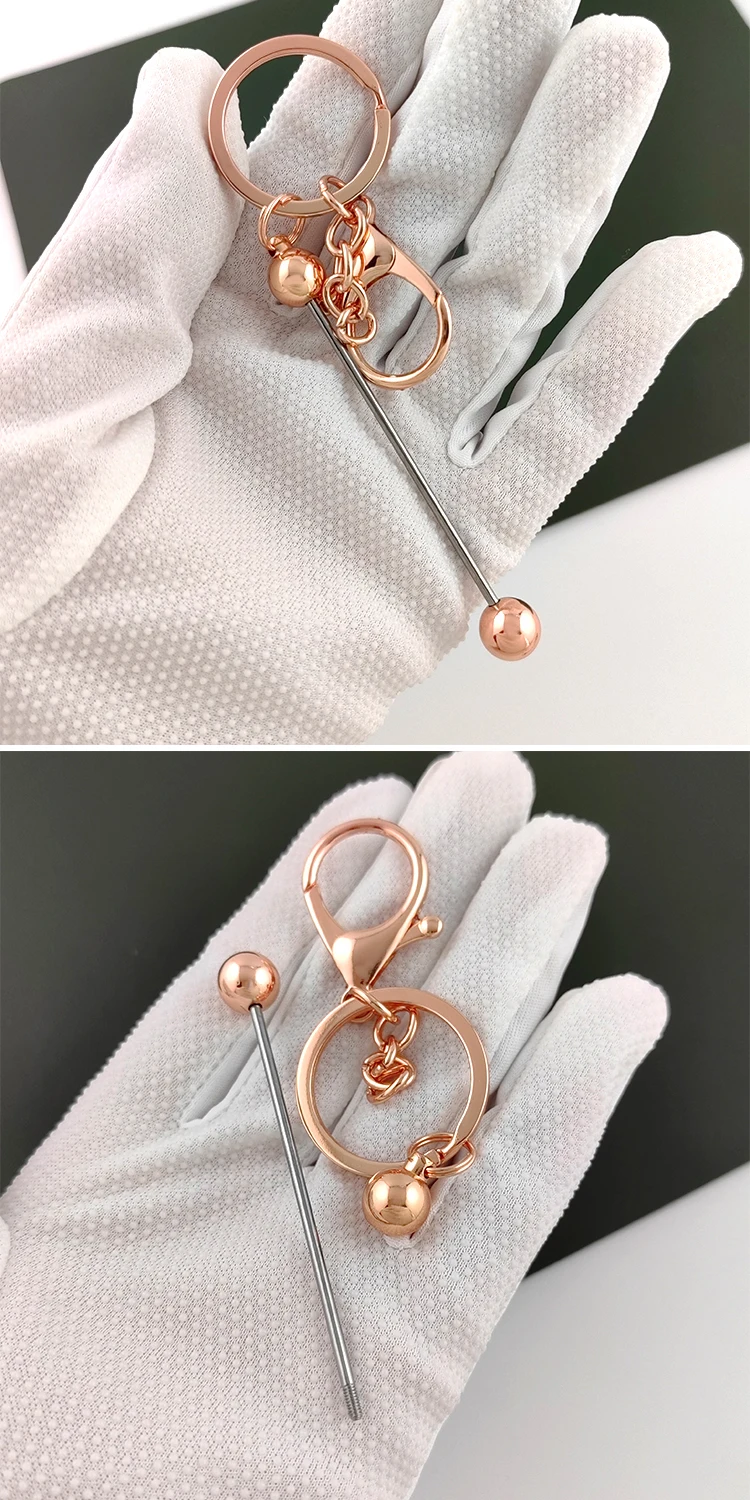 New Hot Sale Metal Add A Bead Bar Beadable Key Chain Diy Craft Beadable