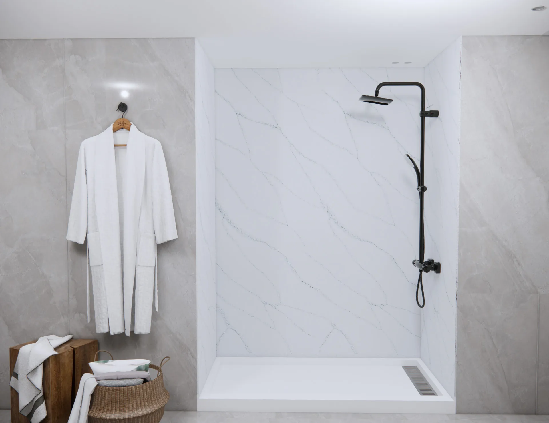 Acrylic Solid Surface Stone Shower Wall Panels Bathroom Surround ...