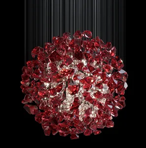 Hotel Hall Ceiling Rain Drop Glass LED Stone Line Crystal Chandelier for Wedding Crytal Bespoke Glass Lighting