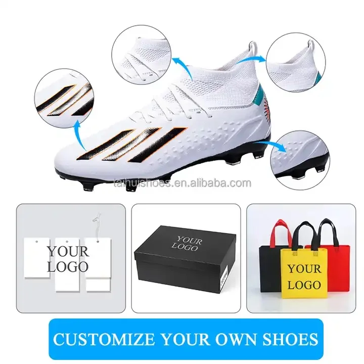 Designer LOGO Custom Men's Football Soccer Sneakers Low Price Casual Turf Sports Shoes with Rubber Insole Summer Football Boots