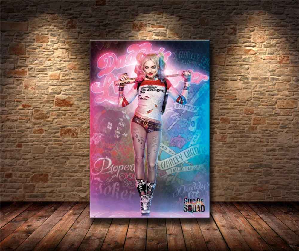 Suicide Squad Harley Quinn Movie Poster SINGLE CANVAS WALL ART Picture Print 