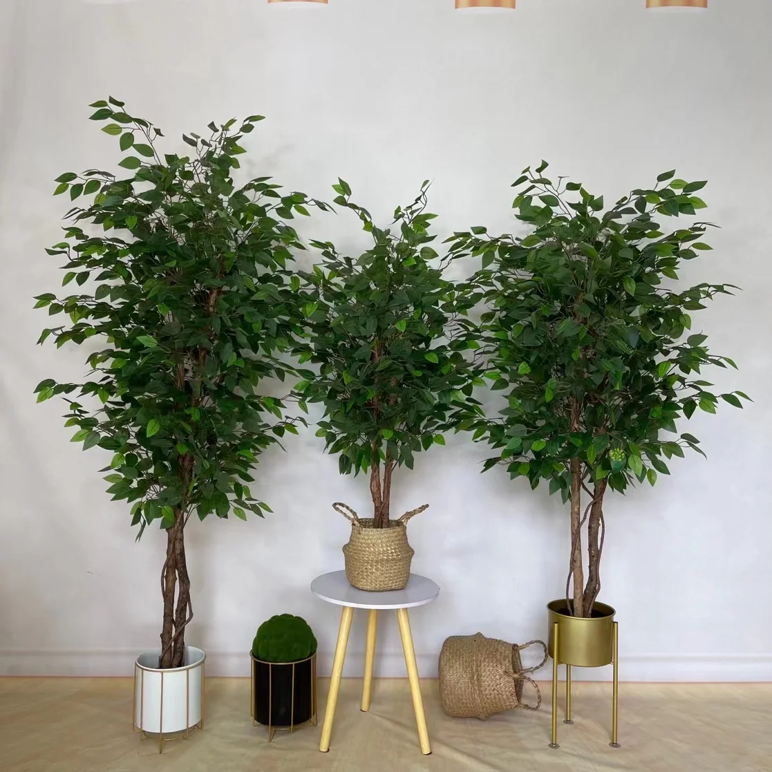 Оптовая продажа украшение для сада 4-футовое искусственное растение белое и зеленое баньяновое дерево