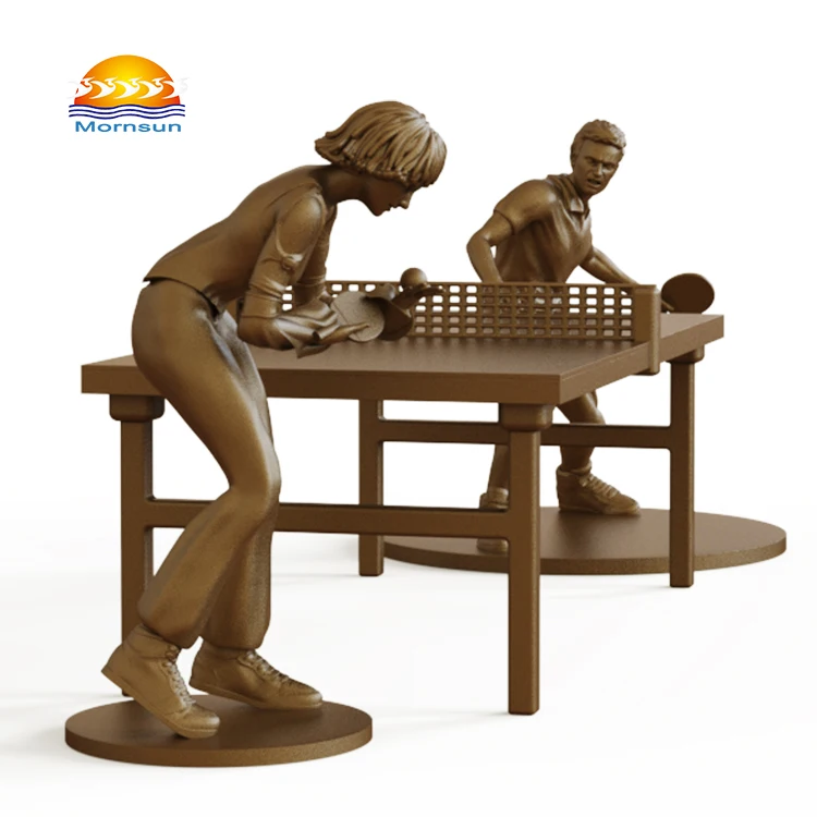 Figurine en résine personnalisée sur le thème du sport, joueur de ping-pong, couleur bronze, statue en résine de haute qualité, vente en gros, décoration intérieure