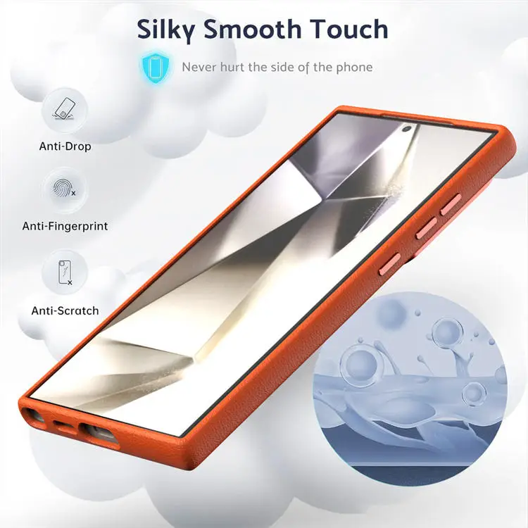 product laudtec luxury anti drop full protective cell phone cover for samsung s24 ultra pu leather magnetic mobile cover protector-5