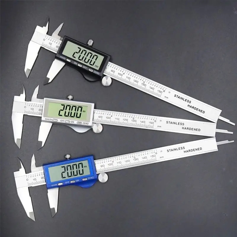 TEBAK 0-150mm 0-200mm 0-300mm Stainless Steel 6 Inch Electronic Digital Caliper 150mm Vernier Caliper With Large LCD Screen