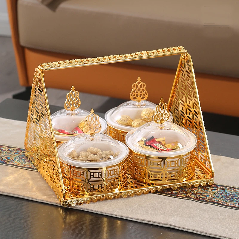 QIAN HU Turkish Gold Metal Serving Trays - Durable & Stylish