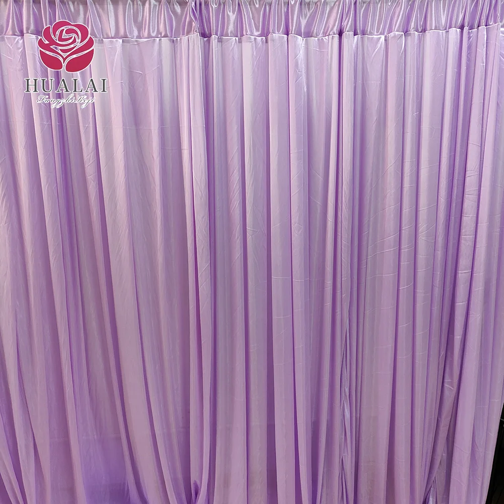 FBJ038 Cheap Simple Solid Black Shiny Ice Silk Sheer Backdrop Panels Curtain Drape for Wedding Stage Party Decoration