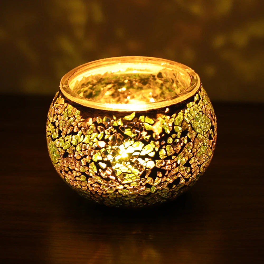 Romantic Stained Mosaic Tealight Candle Holders,Candle Holder For Tealight,Handmade Cracked