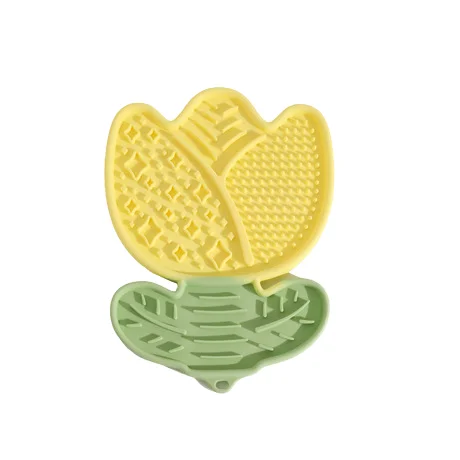 Varywell Modern Slow Feeder Yogurt Dispenser Automatic Spring Tulip Silicone Bowl for Dogs Solid Pattern