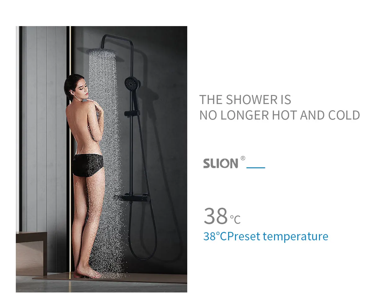 Modern Brass Round Dual Function Bar Valve Shower System - Black factory