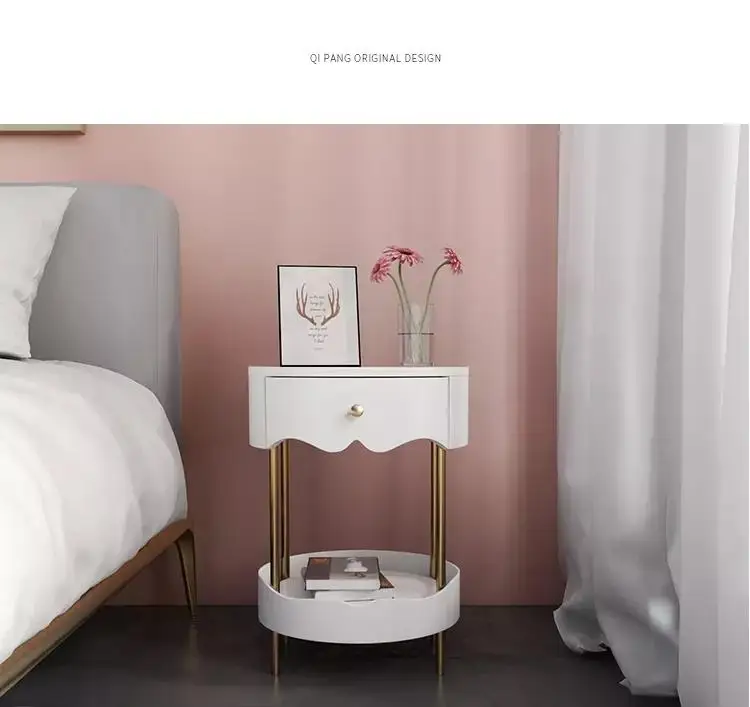 New light luxury Nordic bedside table bedroom small white  beside table