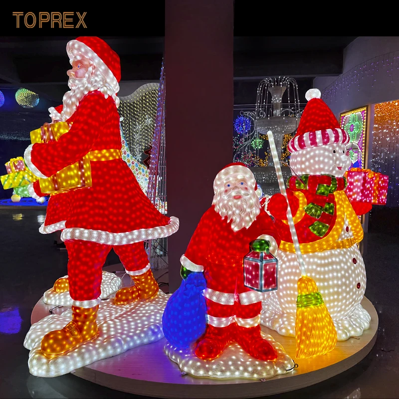 High Voltage 3D Resin Snowman with Broom Waterproof LED Lighting Christmas Decorative Design From Factory