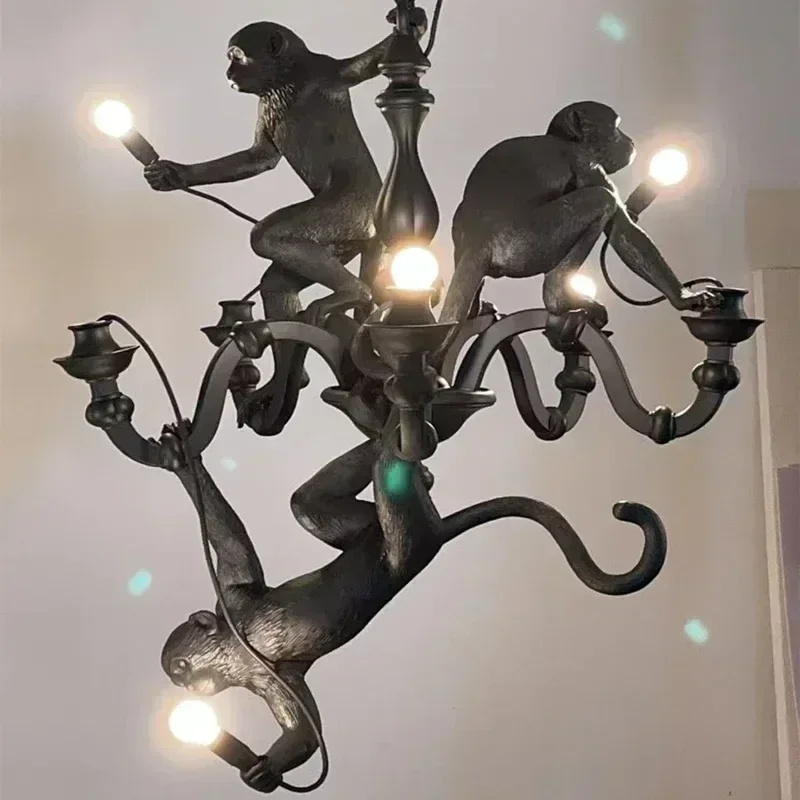 Nordic Retro Nordic Monkey LED Table Lamp Creative Senior Moving Object Hanging Restaurant Coffee Shop Bedroom Wall Light