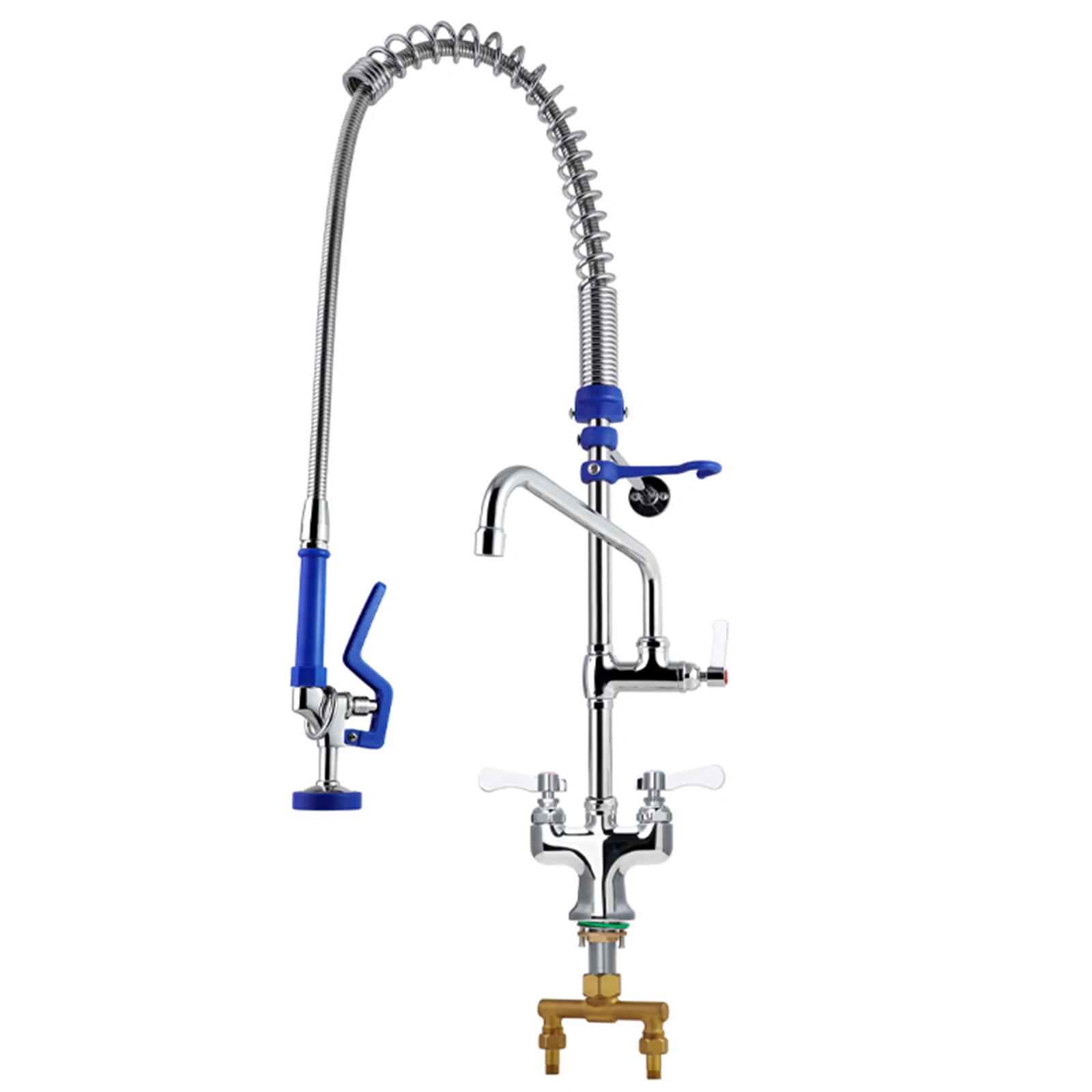 2025 Commercial Kitchen Faucet High Quality Brass Deck Mount 39\47\" Pull Swing Spout Dual Pre-Rinse Sprayer Sink Taps for Mall manufacture