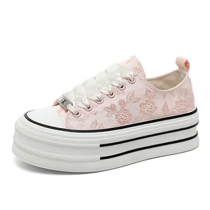 Women's Fashion Trend Thick-Soled Heightening Canvas Shoes Non-slip and Breathable for Autumn Made in China