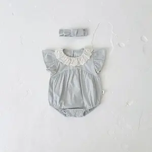 Summer Girls' Casual Short-Sleeved Jumpsuit  Flying Sleeve Round Neck Baby Romper