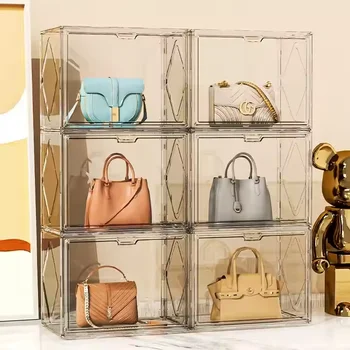 Transparent Acrylic Garage Kit Organizer Model Toy Bag Doll Storage Box with clear Door for Display Collection