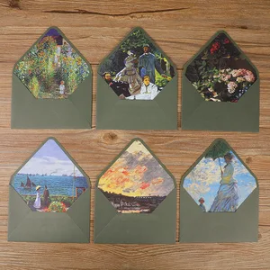 Wholesale Custom Monet Pattern Inner Design Kraft Paper  A3 A4 A5 Different Size Packaging Letter Envelope