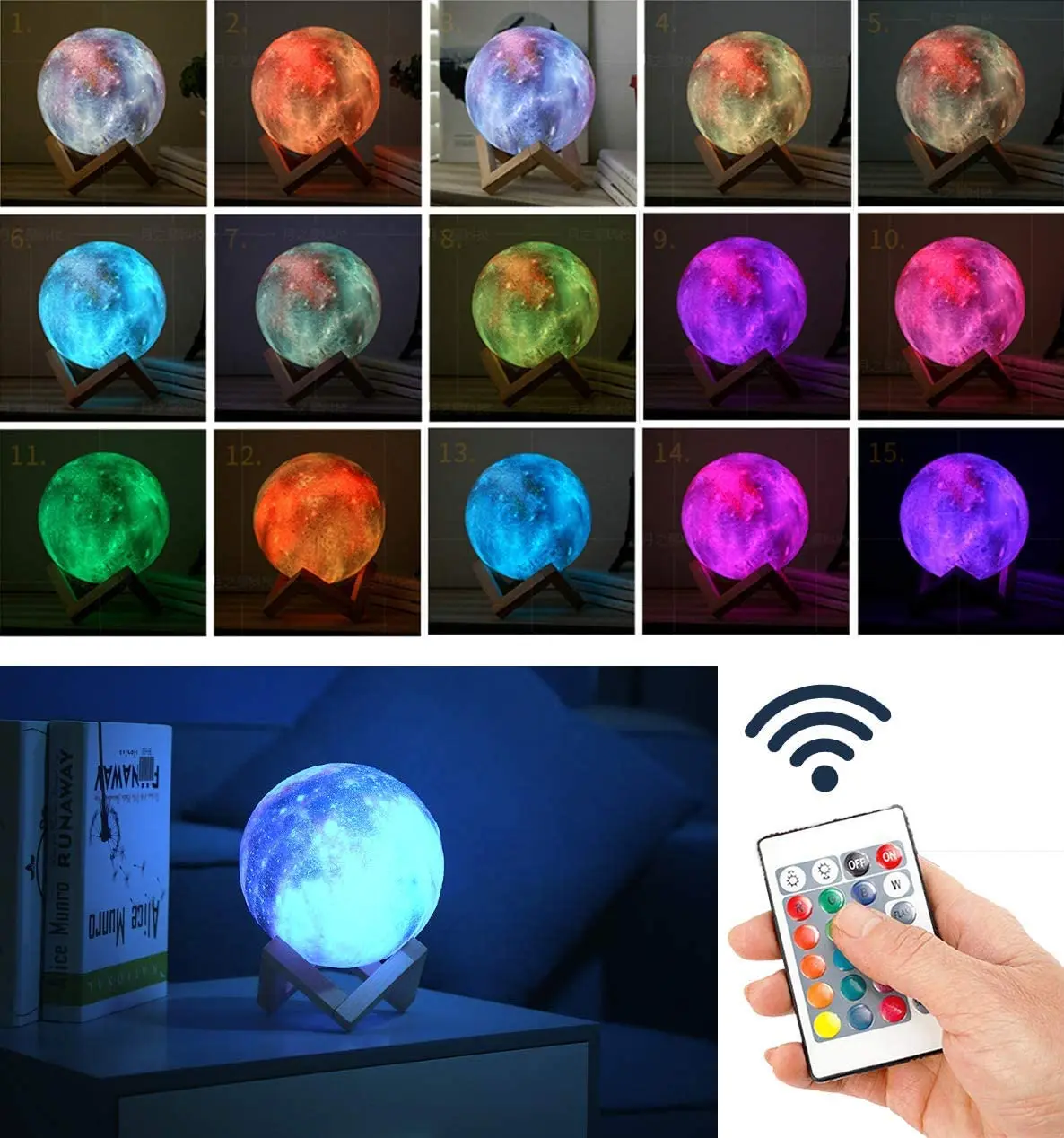 Remote Control Moon Lighting Table Lamps Luxury 16 Rgb Colour Touch Led ...