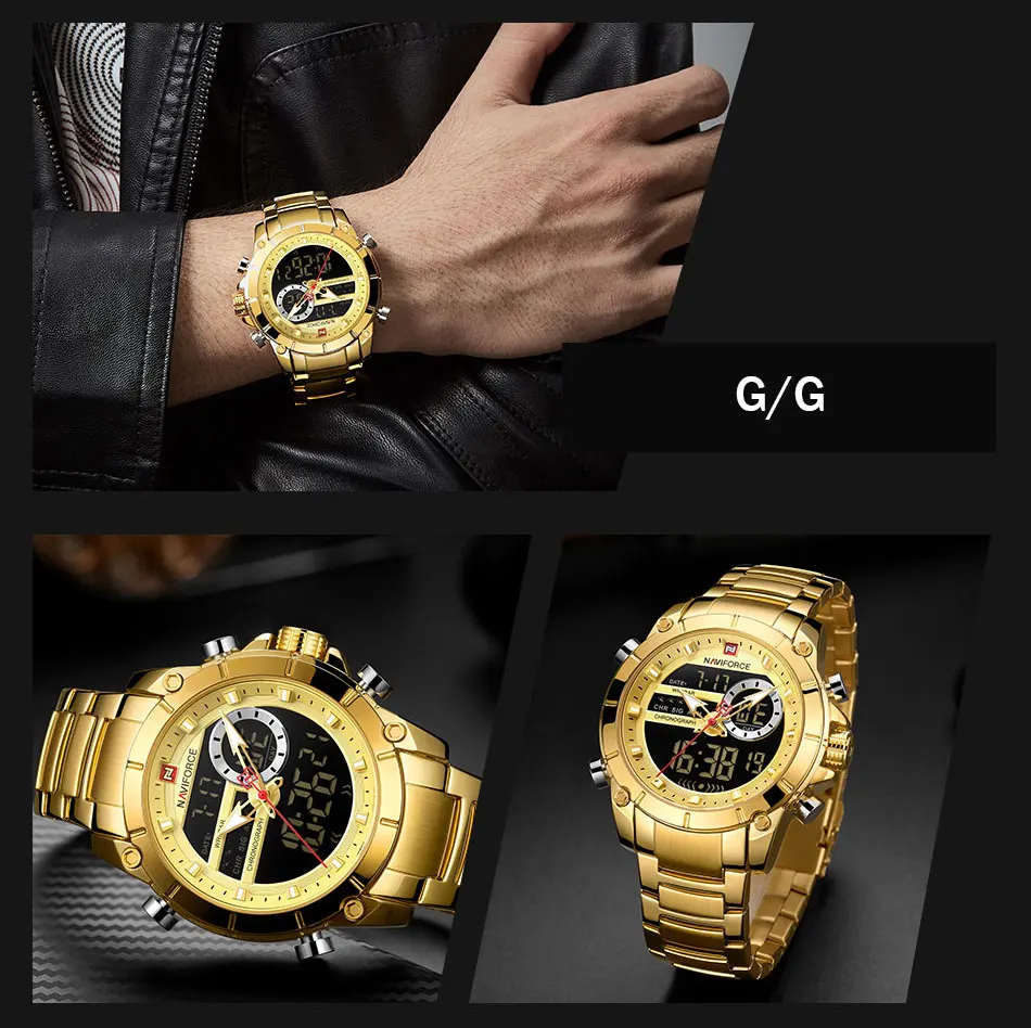 NAVIFORCE 9163 Relógios de Quartzo Masculinos com Logo Personalizado da Moda, Boa Qualidade, Baixo MOQ em Promoção, Nova Listagem, com Pulseira de Aço Inoxidável
