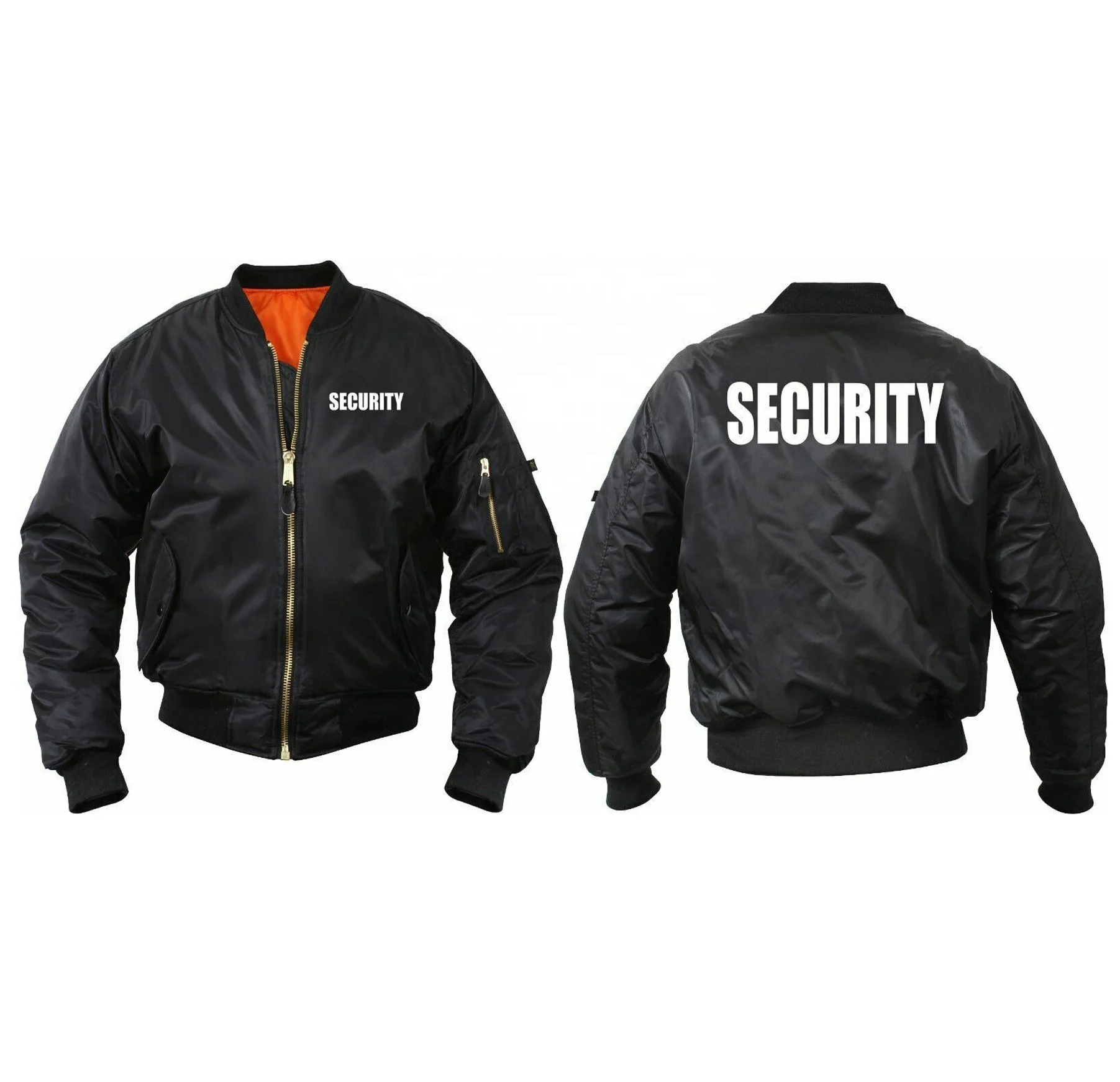 Official Security Uniform Black Jacket Officer Guard MA-1 Bomber Flight Coat  - Galaxy Army Navy