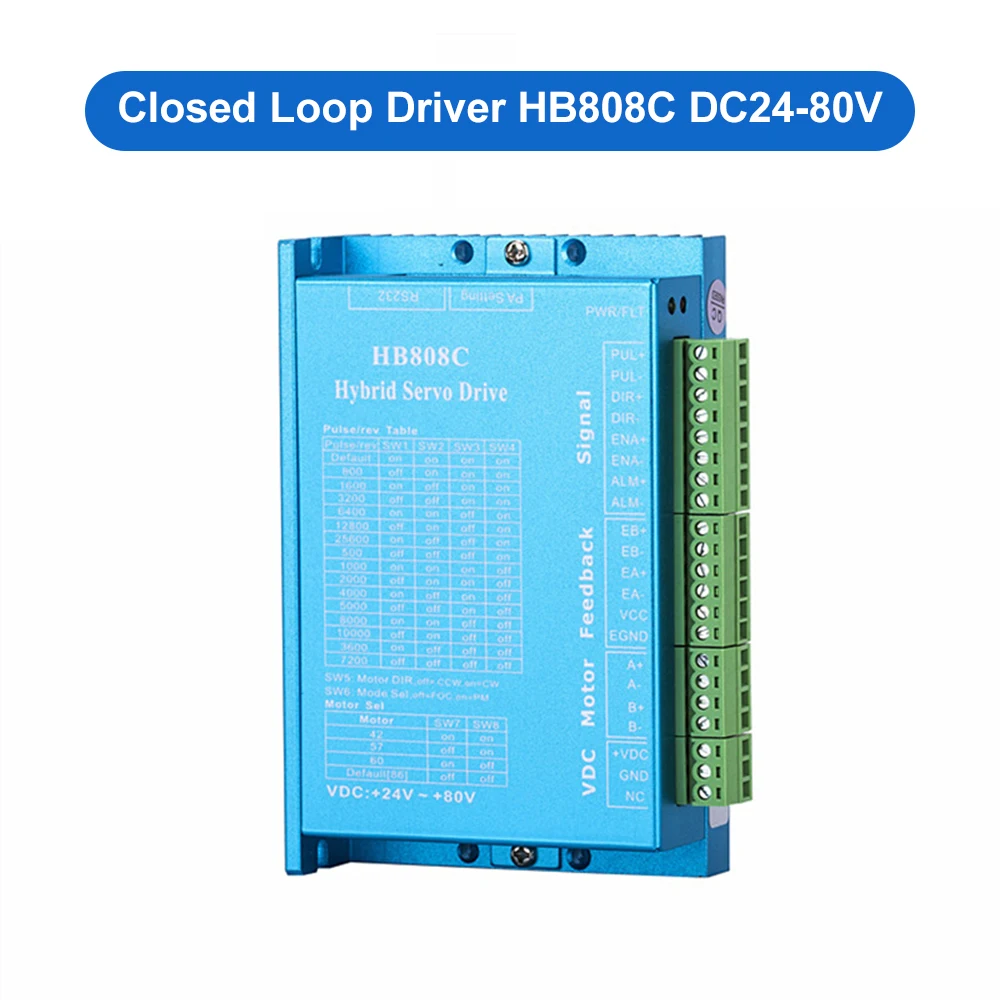 Easy Installation NEMA17  Hybrid Closed Loop Stepper Motor and HB808C Driver Kit for Cnc Lathe