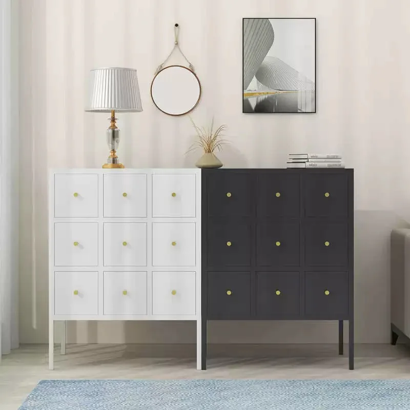 Мебель для гостиной спальни сплошной цвет большая емкость пыленепроницаемый девять ящиков тип хранения стальной шкафчик боковой Витринный Шкаф