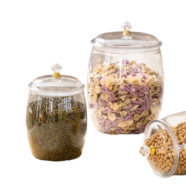 Large Capacity Modern Design Glass Storage Tank Glass-Sealed Kitchen Food Storage Bucket for Rice Storage Bucket