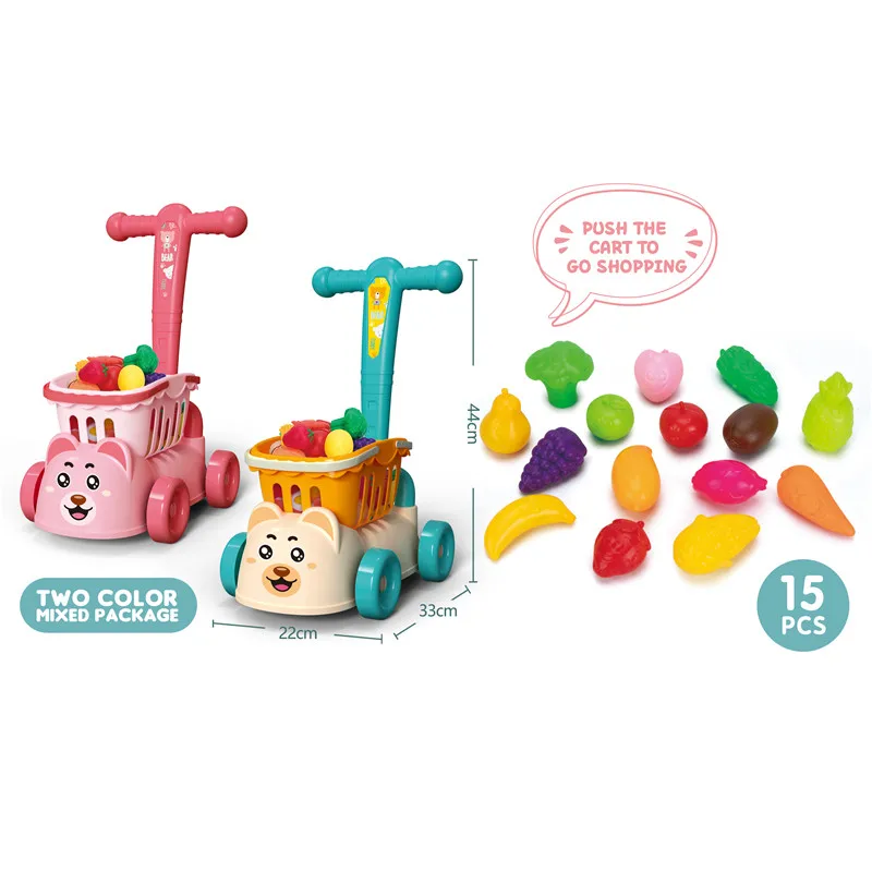 Детская тележка для супермаркета игрушка-тележка игрушки ролевых игр кухонный набор имитация фруктов и