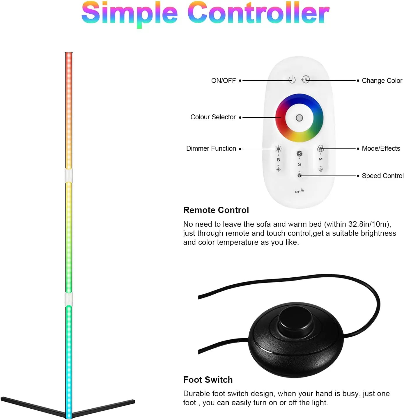 Decoration Playroom Living Room Standing Lamp Led Corner Music Sync Rgb