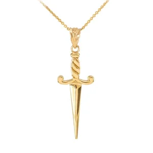 Fashionable 14k Gold Knife Pendant, Hip Hop Style Trendy Men Pendant,custom Gold Pendant Knife