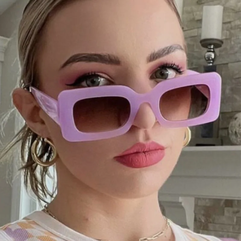 DL Chic Women\'s Sunglasses - Pink Designer Stylish Glitter Infused Pink Frame Rectangle Chic  main image 3