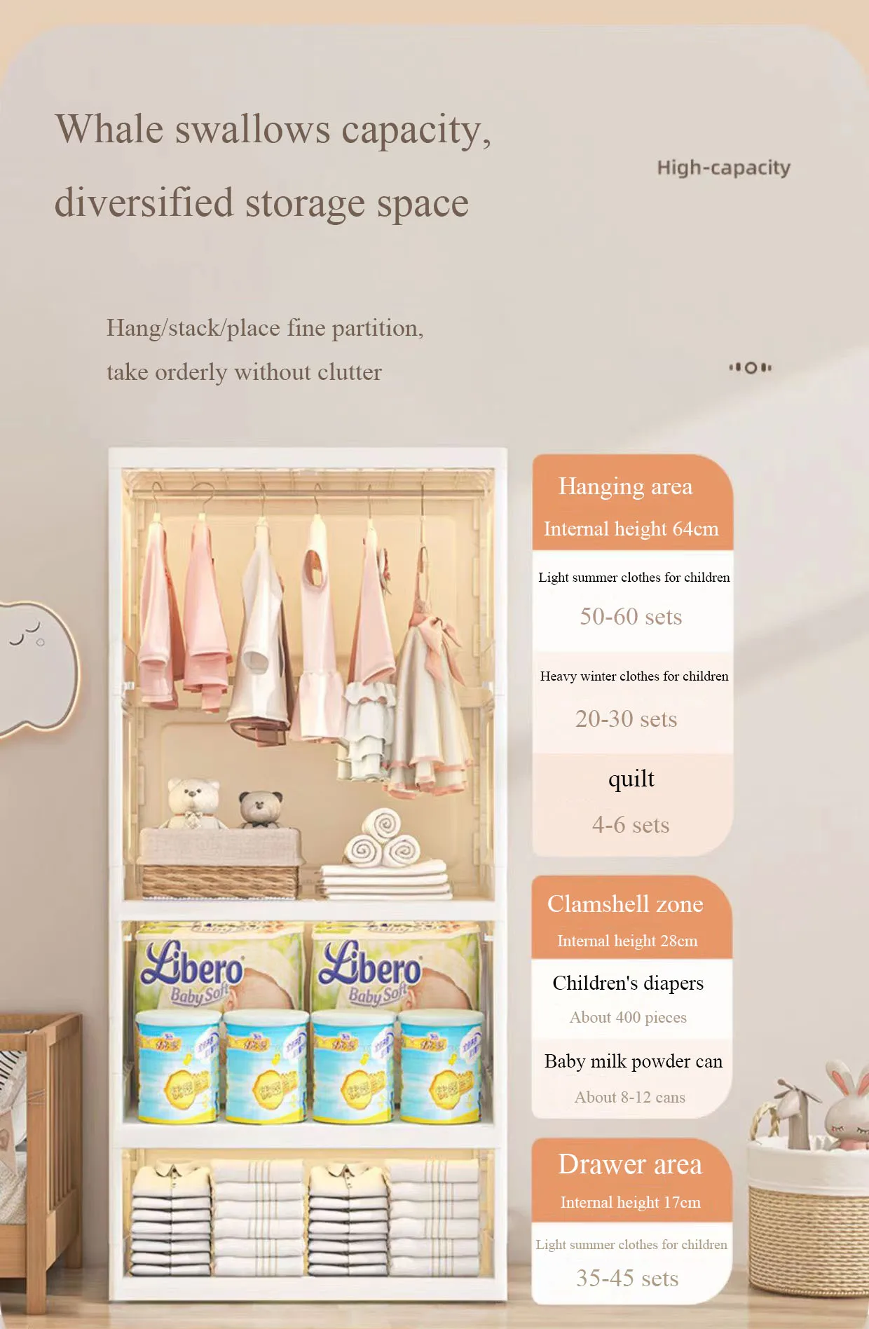 Vic Free Installation Of Baby Wardrobe Children's Clothes Storage