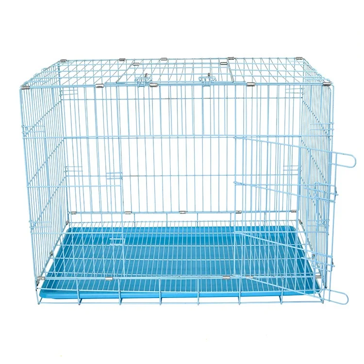 Large Size Folding Dog Cage with Encrypted Iron Wire Bold Angle Design Solid Pattern Breathable Feature