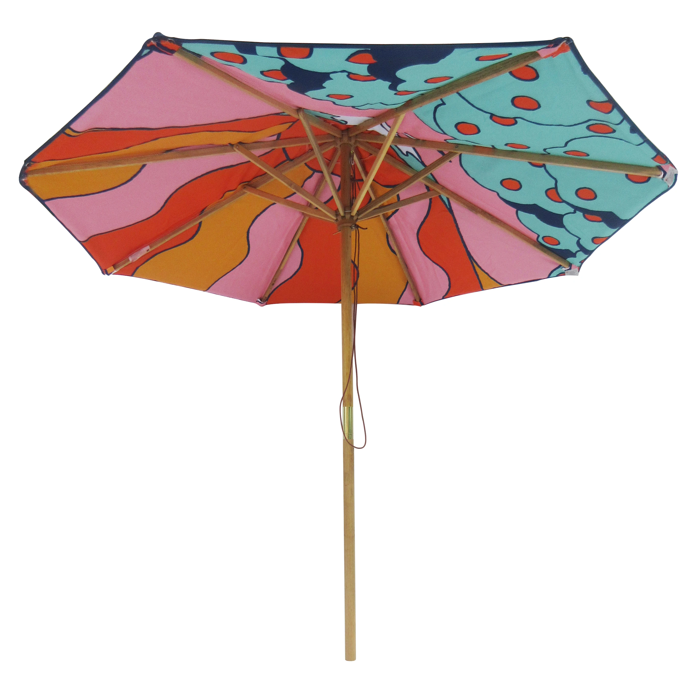 Outdoor Wooden Parasol 7 Feet Hexagonal Market Garden Advertising Beach ...